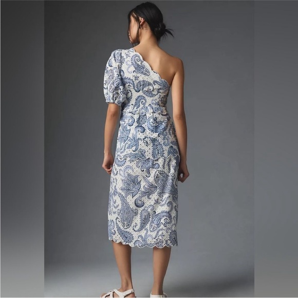 FARM Rio One Shoulder Eyelet Midi Dress - Picture 7 of 7